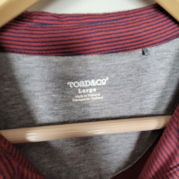 Toad&Co Marko Polo Short Sleeve Shirt Large Mens Maroon - Picture 2 of 5